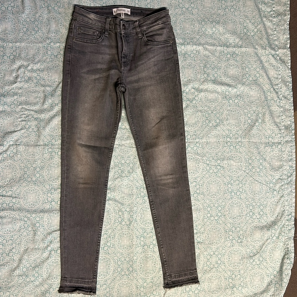 Mango Stretch High Rise Gray Jeans